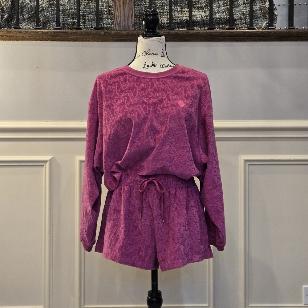 Savage X Fenty Magenta Long-Sleeve Top With Matching Shorts